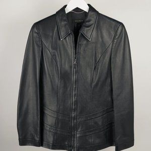 Escada Black Tailored Leather Jacket